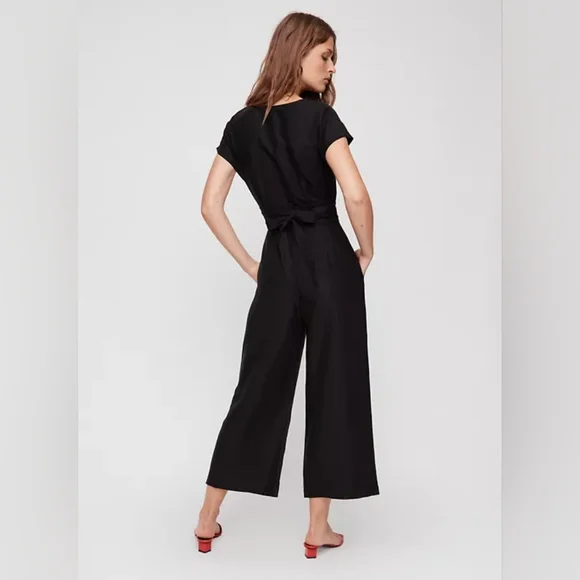 Aritzia Wilfred Brax Jumpsuit Linen Lyocell Cutout  Wide Leg Size 6 - Picture 5 of 11
